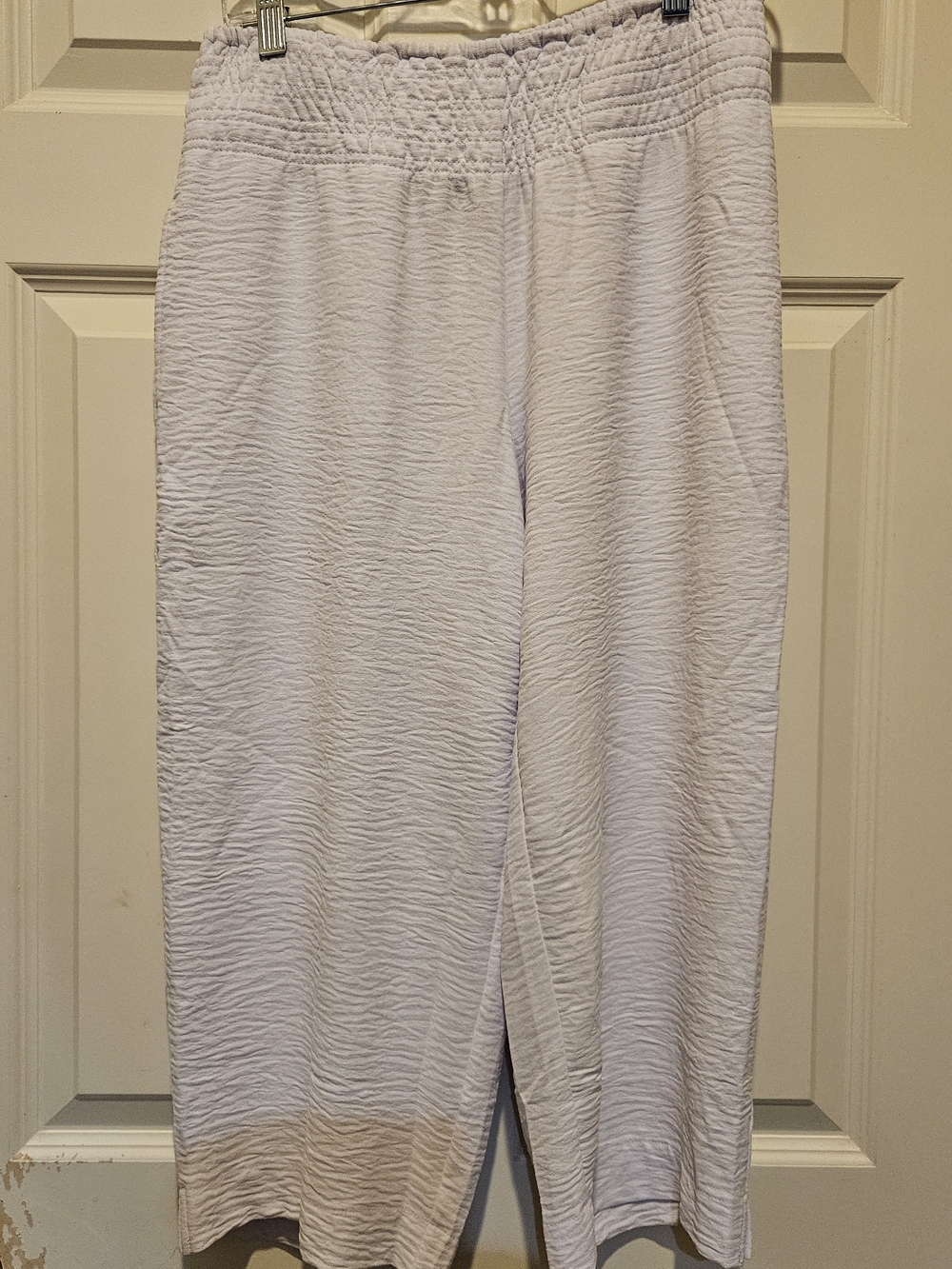 White Crinkle Pants